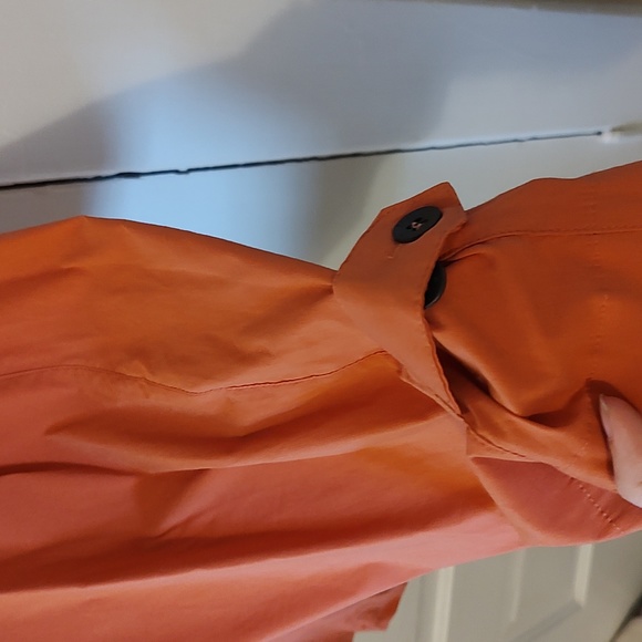 Orange/Rust FOIL 70% cotton Women 10 Midrise elastic back cropped pants - Picture 2 of 4